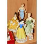 FOUR ROYAL DOULTON FIGURES, 'Snow White' (Disney Princesses) DP5, 'Fair Lady' HN 2193, 'Coralie'