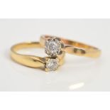 TWO 9CT GOLD SINGLE STONE DIAMOND RINGS, the first a brilliant cut diamond within an illusion