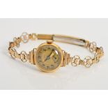 LADIES JUVENIA WRISTWATCH, case measuring 19mm, mechanical movement, Swiss control marks for 18ct,