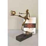 ED RUST (BRITISH CONTEMPORARY) 'GO FOR GOLD', a bronze sculpture of a male figure kicking a football