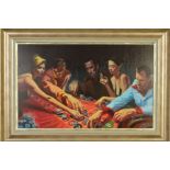 GABE LEONARD (AMERICAN CONTEMPORARY) 'POINT INSTANCE' A GROUP OF FIGURES IN A CASINO, a limited