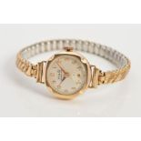 AN EARLY TO MID 20TH CENTURY 9CT GOLD LADIES WRISTWATCH, a round case measuring approximately 21mm