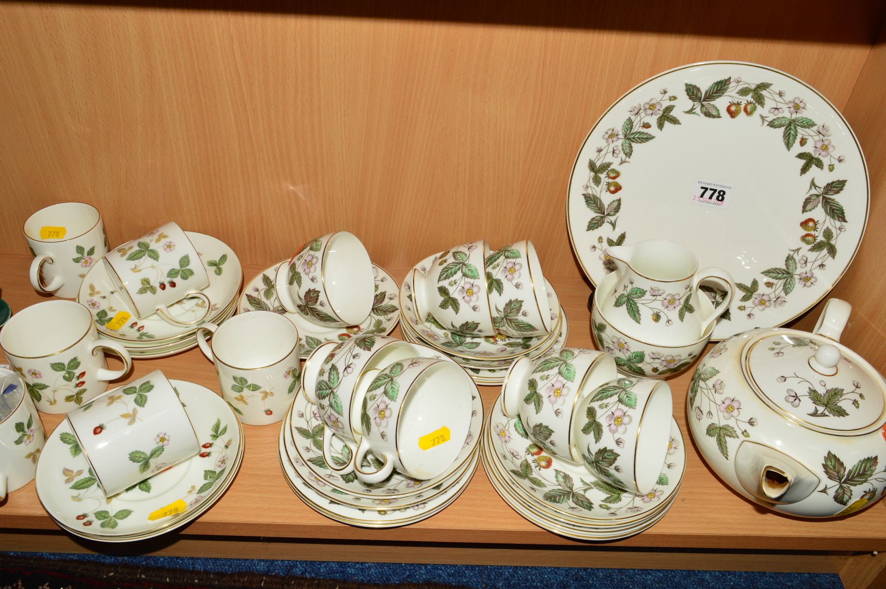 TWO WEDGWOOD TEA AND COFFEE SETS, to include 'Strawberry Hill' consisting of cake plate, teapot (