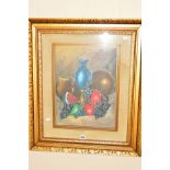 A STILL LIFE STUDY OF FRUIT AND A VASE, oil on canvas, signed Marotta, framed and glazed,