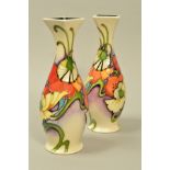 A PAIR OF MOORCROFT POTTERY VASES, 'Demter' pattern by Emma Bossans, Members Collectors Club 2008,