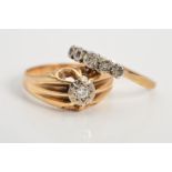 TWO DIAMOND RINGS, to include a diamond single stone gypsy style ring, ring size P1/2, stamped '