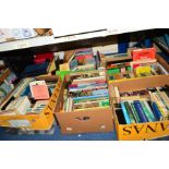 SEVEN BOXES/SUITCASE BOOKS, to include World War II, stamp collecting, aircraft etc