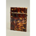 A 19TH CENTURY TORTOISESHELL CARD CASE OF RECTANGULAR FORM, with undulating outline, broken hinge,