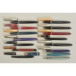 FIFTEEN PARKER FOUNTAIN PENS, including two Frontiers, six 51's, two Slimfolds, all with gold