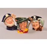 THREE ROYAL DOULTON CHARACTER JUGS, 'Pied Piper' D6403, 'Long John Silver' D6335 and 'Old Salt'