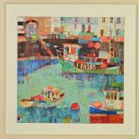 SALLY ANN FITTER (BRITISH CONTEMPORARY) 'FALMOUTH HARBOUR', signed bottom left, mixed media on