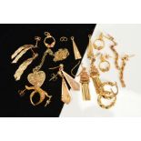 A SELECTION OF EARRINGS AND A PENDANT, to include two pairs of hoop earrings, a pair of drop