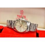 TUDOR OYSTER 'ELEGANTE' WRISTWATCH, silver coloured baton dial with alpha style hands, 34mm steel