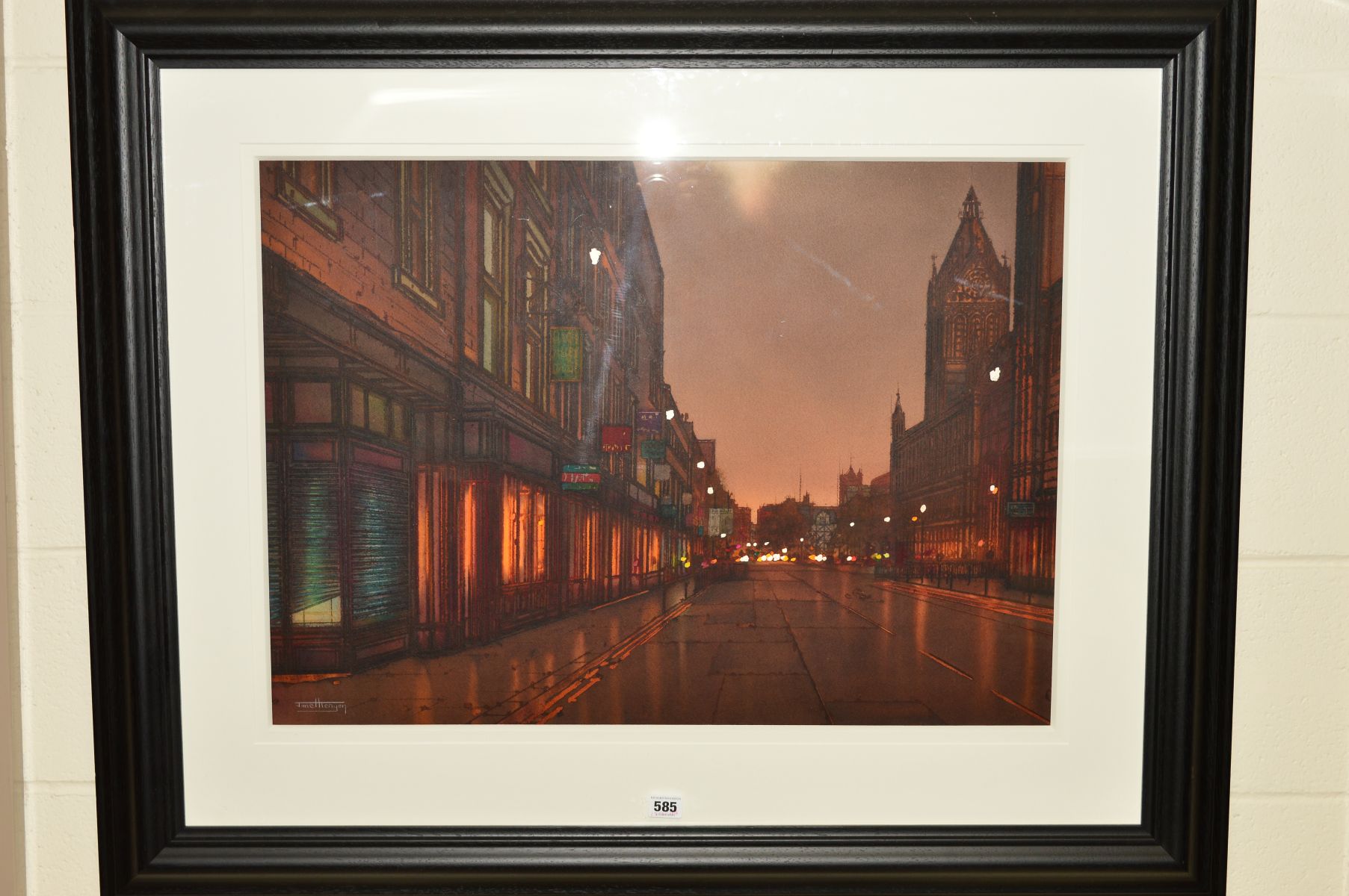 JANET KENYON (BRITISH CONTEMPORARY) 'THE TOWN HALL, CHESTER', a night time cityscape, signed