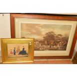 A VICTORIAN WATERCOLOUR DEPICTING A MOTHER AND THREE CHILDREN, unsigned, mounted, framed and glazed,