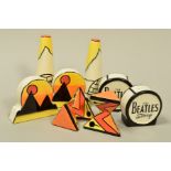 FOUR LORNA BAILEY CRUET SETS, to include 'The Beatles Story' (salt and pepper), 'Pyramid', '