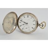 A MID 19TH CENTURY AMERICAN WATCH CO POCKET WATCH, coin silver white metal case designed with a