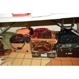 THREE BOXES OF LADIES HANDBAGS ANS SHOULDER BAGS etc, to include exotic animal skin varities, over
