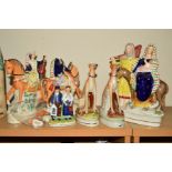 A GROUP OF STAFFORDSHIRE FIGURES, to include a small figure group 'George Mullers Orphans