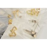 A SELECTION OF GOLD EARRING FITTINGS AND FINDINGS, various French earring fittings, scroll backs,