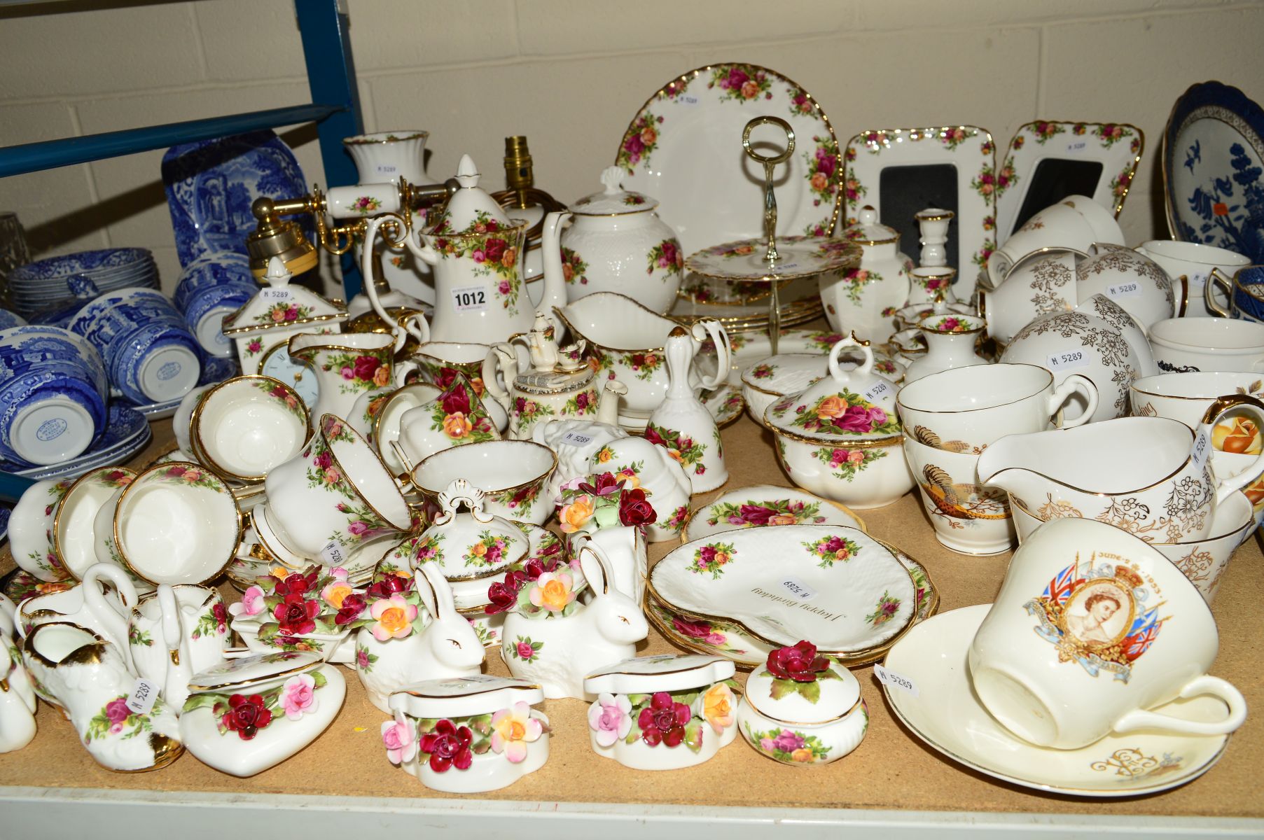 ROYAL ALBERT 'OLD COUNTRY ROSES' to include lamp, telephone, teapot, clock, cake plate, gravy