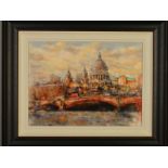 GARY BENFIELD (BRITISH 1965) 'ST PAULS', a London cityscape, limited edition print 67/195, signed