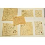 WARWICKSHIRE, a collection of nine unframed 17th and 18th Century engraved maps by Henry Beighton