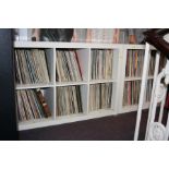 TWO WHITE PAINTED CUBE BOOKCASES, one 150cmx80 with eight apertures and the other 80x80cm with four