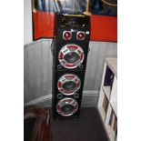 A STEEPLETONE SFB1M FLOOR BOX SPEAKER SYSTEM, 90w output with USB, ¼' jack and memory card inputs