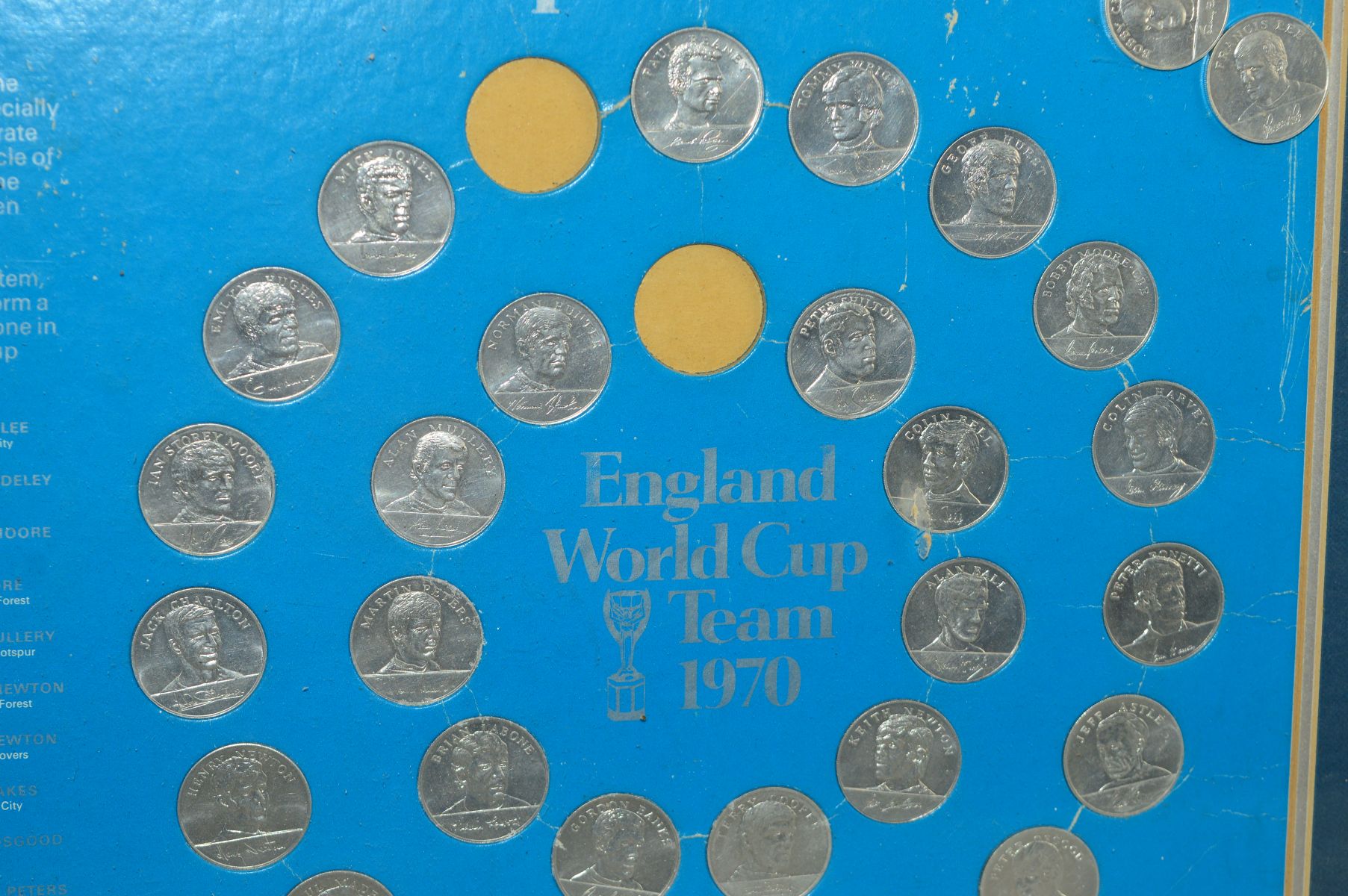 FRAMED AND GLAZED 1970 ESSO WORLD CUP COIN COLLECTION - ENGLAND WORLD CUP TEAM 1970, (full set) - Image 2 of 2