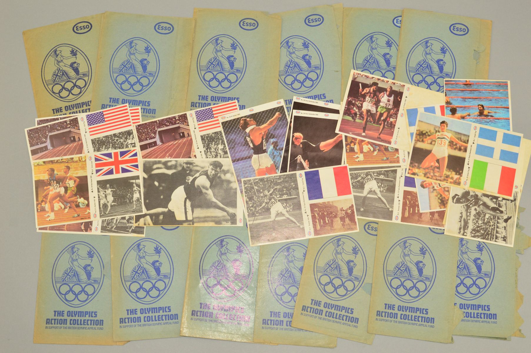 1972 OLYMPICS ESSO COLLECTION OF CARDS, depicting various Olympic Sports with accompanying paper