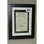 FRAMED AND GLAZED LANCASHIRE CCC PLAYERS SIGNATURES, taken from an autograph book