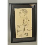 FRAMED PENCIL CARICATURE OF AN UNAMED GOLFER BY THE ARTIST PAT ROONEY, (1935)