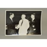 STANLEY MATTHEWS, (Blackpool), Jim Taylor (Fulham) and Lieutenant Commander C. H. Hayward MBE,