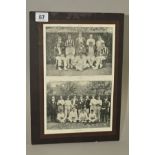 SURREY & YORKSHIRE COUNTY CRICKET CLUB TEAM PHOTOGRAPHS, magazine cutting which is stuck on to a