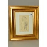 FRAMED, GLAZED AND AUTOGRAPHED PENCIL SKETCH OF THE WEST INDIES CAPTAIN SIR FRANK WORRELL