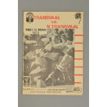 PROGRAMME, Transvaal vs Northern Transvaal dated 13th May 1972