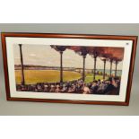 FRAMED R. WENDEL, painting of the crowd watching a cricket match at an unknown venue, possibly