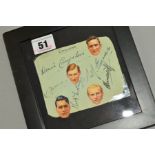 FRAMED AND GLAZED ENGLAND CRICKETERS - COMPTON, EDRICH, JONES, HARDSTAFF & YARDLEY SIGNATURES, in