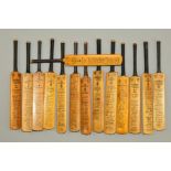 AUTOGRAPHED MINIATURE CRICKETS BATS, of the Australian, Pakistan, South African, New Zealand and
