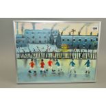 FRAMED 'THE FOOTBALL MATCH', an original oil painting by John Goodlad (BA Hons), the artist has