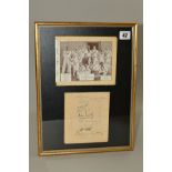 FRAMED AND GLAZED 1933 NEWSPAPER CUTTING OF WEST INDIES TOURING TEAM, with players names, signatures