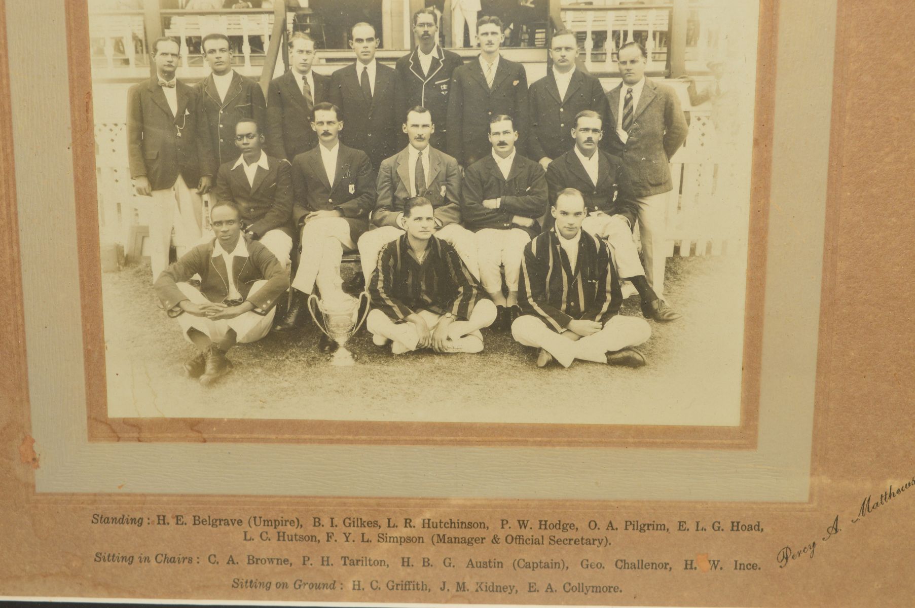 FRAMED AND GLAZED 1922 BARBADOS TEAM PHOTOGRAPH, for the Inter Colonial cricket tournament played at - Image 2 of 2