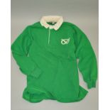 BUKTA GREEN AND WHITE RUGBY SHIRT, the shirt has a Staffordshire knot logo in white on the front,