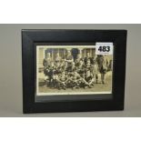 FRAMED AND GLAZED BLACK AND WHITE PHOTOGRAPH OF AN UNKNOWN TEAM OF PLAYERS, not dated