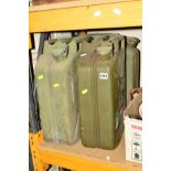 THREE GREEN PAINTED 20L JERRY CANS (3)