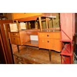 A G PLAN 1950'S WALNUT TWO PIECE BEDROOM SUITE, comprising a dressing table with four drawers,