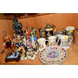 A GROUP OF CERAMICS, FIGURES etc, to include 'Mike Tyson' No 149, on plinth, a Samurai sculpture,