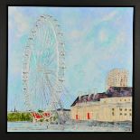 KATHARINE DOVE (BRITISH CONTEMPORARY) 'THE LONDON EYE', a London cityscape initialled bottom