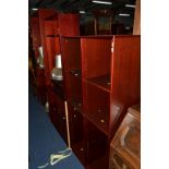 FIVE VARIOUS MAHOGANY OPEN BOOKCASES of various sizes